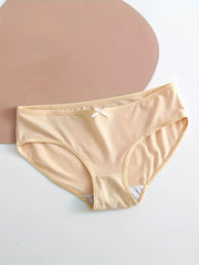 5pcs Solid Bow Tie Briefs Women's Lingerie Panties