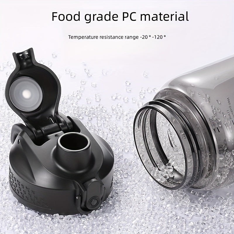 1000ml Portable Water Bottle Flip Top Bottle with Scale for Outdoor Travel