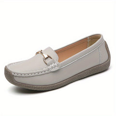 Women's Buckle Decor Flat Loafers Slip On Shoes Casual Flats