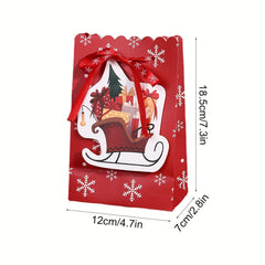 5pcs Christmas Gift Bags Creative Bow Snowflake Hand Candy Gift Bags