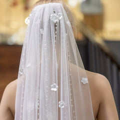 Baroque Wedding Veil With Comb Bride Floral Faux Pearl Long Veil