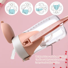 10oz Baby Sippy Cup Spill Proof Straw Transition Bottle for Toddlers