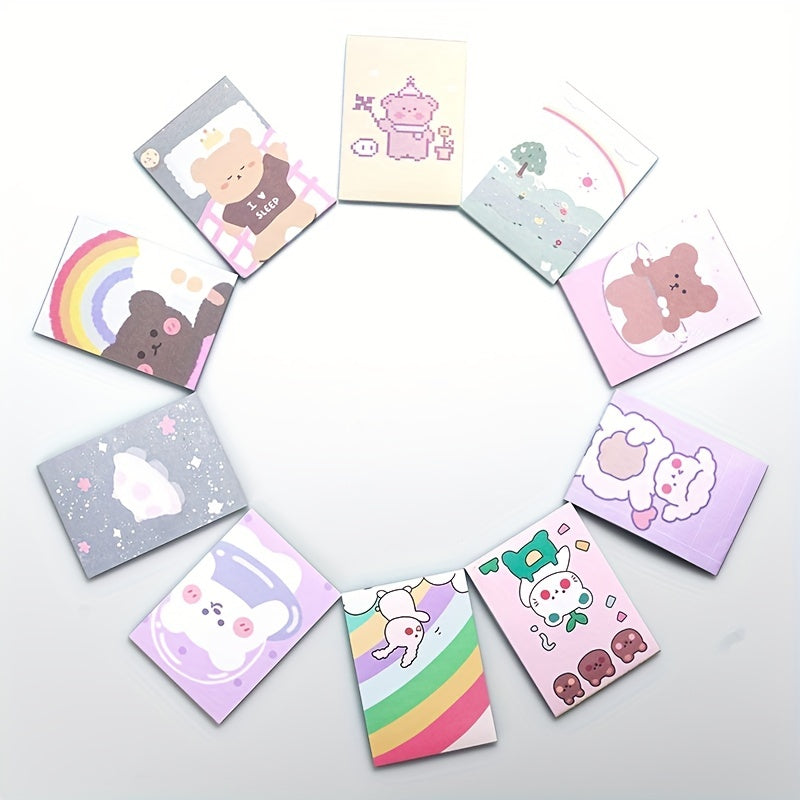 10 Mini Creative Notepad Portable Tearable Cartoon Styles