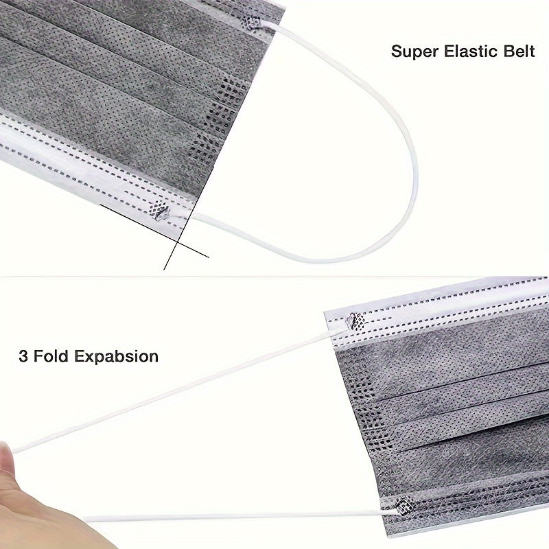 100pcs Grey Disposable Face Masks 3 Ply Nose Mouth Cover Elastic Ear Loop
