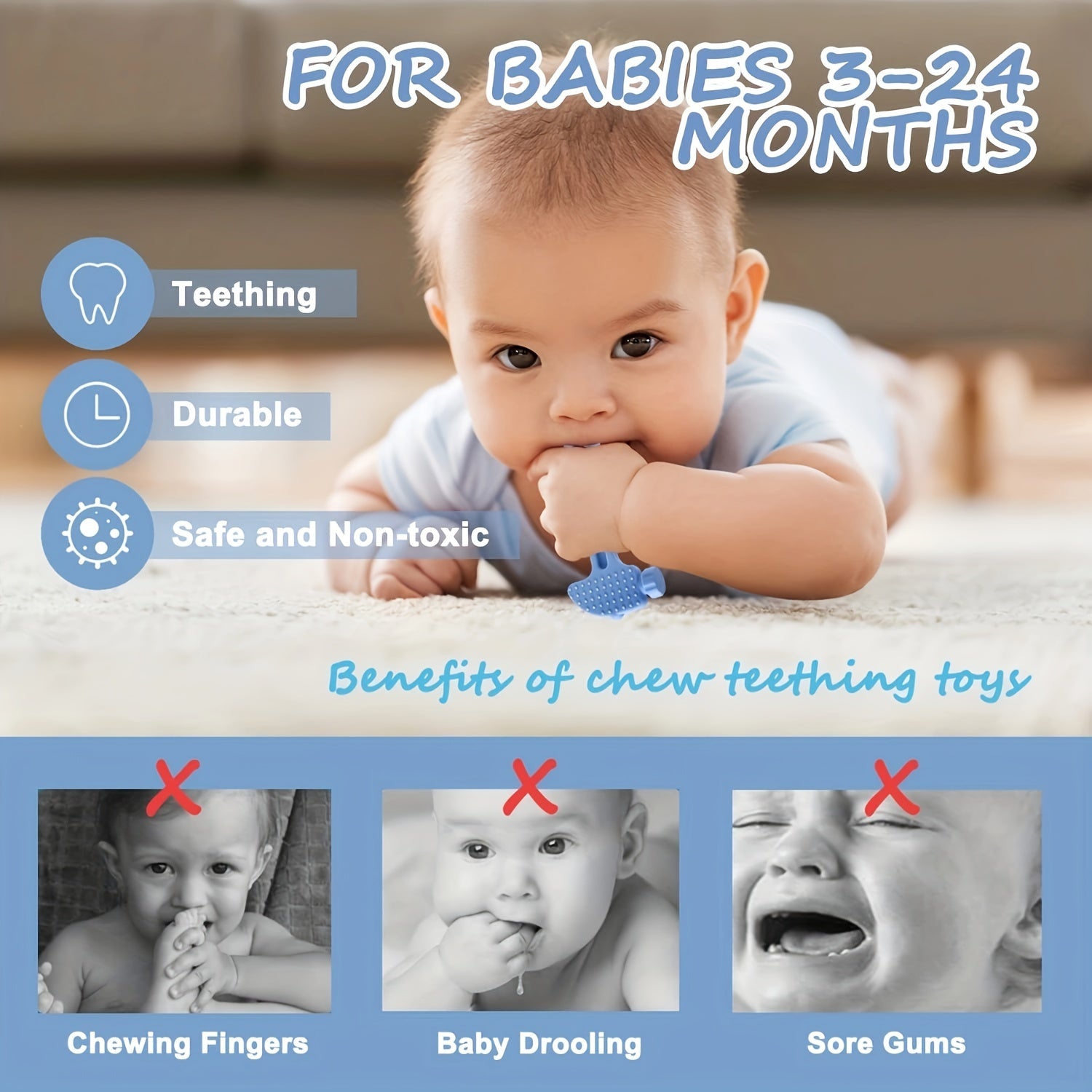 Baby Teething Toys Teether Toys For Babies 3 24 Months Silicone Tool Teether