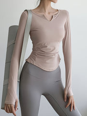 Women's Quick Drying Long Sleeve Sports T Shirt for Running Yoga Fitness