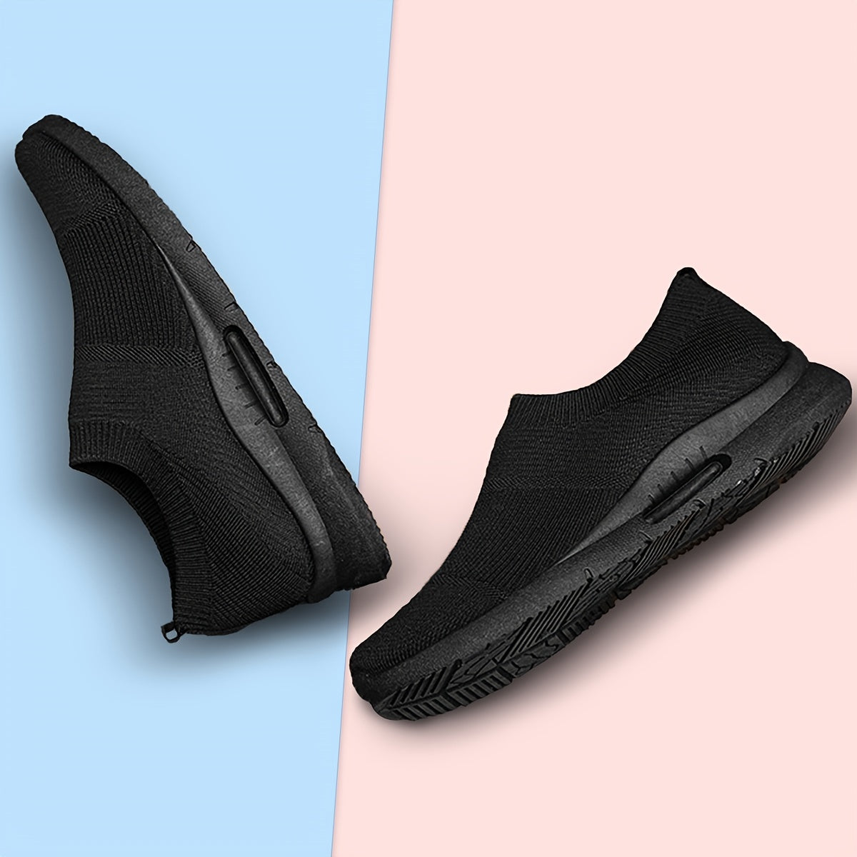 Breathable Knitting Slip On Sneakers Thick Sole Running Shoes