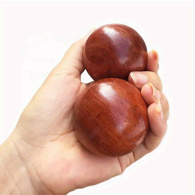 2pcs Hand Exercise Therapy Balls Natural RoseWood