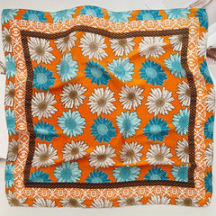 Flower Print Silk Scarf Bandana Neckwear Hair Accessory