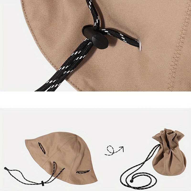 Short Brim Bucket Hat Thin Breathable Solid Sunscreen Travel