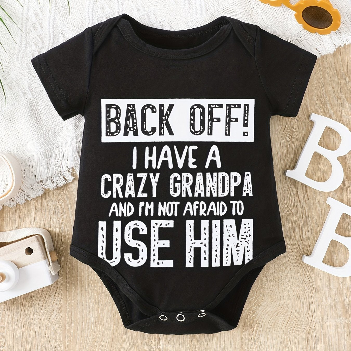 Baby Boys Casual Crazy Grandpa Short Sleeve Onesie Clothes
