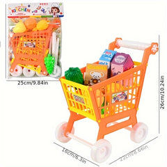 21pcs Kids' Shopping Cart Toy Educational Supermarket Trolley Role Playing Toys