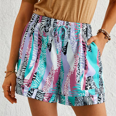 Graphic Print Drawstring Shorts with Pockets Women's Casual Summer Clothing
