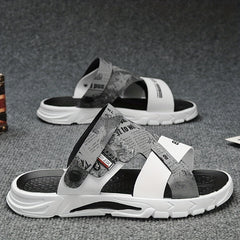 Men's Letters And Numbers Print Sandals Durable Non Slip Outdoor Sandals