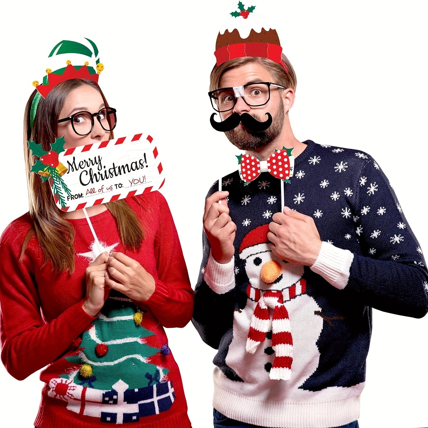 Christmas Photo Booth Props 50pcs Party Supplies Holiday Decoration Set
