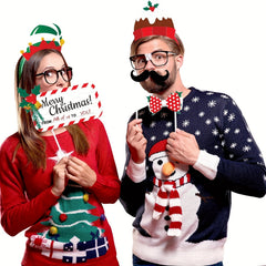Christmas Photo Booth Props 50pcs Party Supplies Holiday Decoration Set