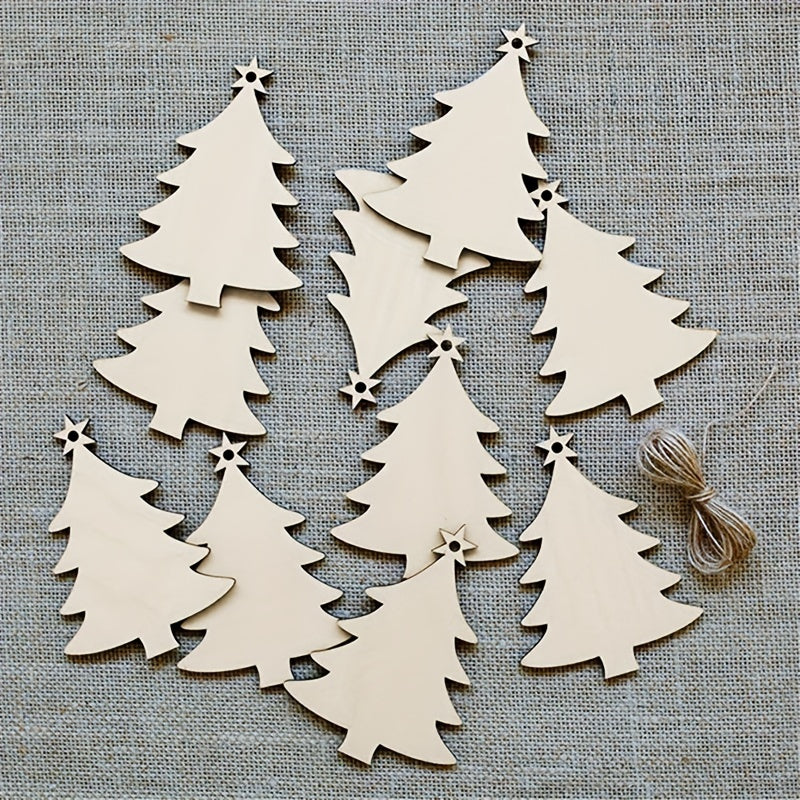 10pcs Christmas Tree Chips Decor Arts And Crafts Wooden Slice Nativity Craft