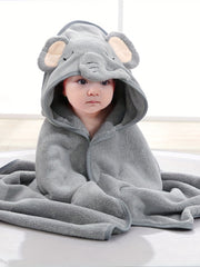 Cartoon Baby Bath Towel & Hooded Bathrobe Soft Microfiber 0-2 Years