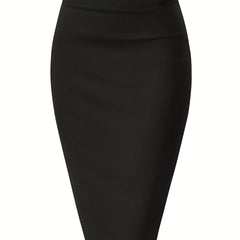 Solid Split Bodycon Skirt High Waist Skirt For Office
