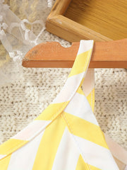 Toddler Girls Striped Belted Cami Rompers For Beach Vacation