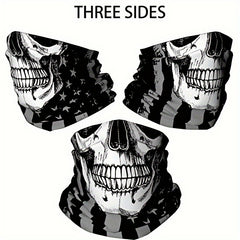 2pcs Skull Face Mask Motorcycle Riding Neck Scarf Outdoor Half Face Cover