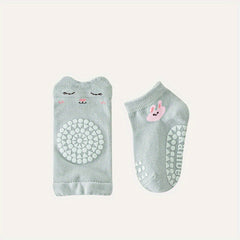 2Pcs Baby Girls Silicone Knee Sleeves & Non-slip Socks Set