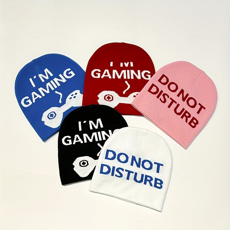 Knit Beanie Hat Gamepad Pattern Men Women