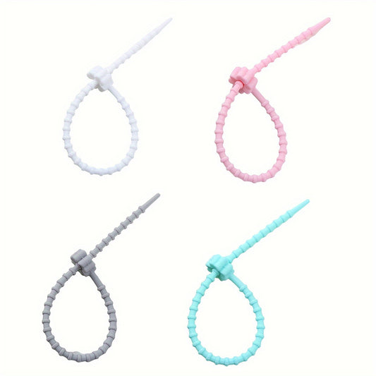 4pcs Silicone Cable Storage Sorting Tie Random Color