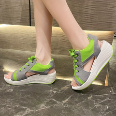Thick Bottom Non Slip Sport Sandals Breathable Lace Up Slides