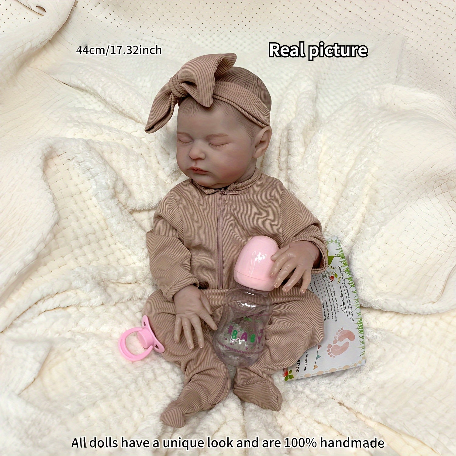 Realistic 18 Inch Reborn Baby Doll with Painted Hair - Ideal Gift for Children