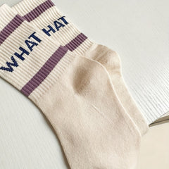 5 Pairs Letter Print Striped Socks Mid Tube Socks Women's Stockings