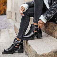 Women's Ankle Boots Cut Out Rivet Booties