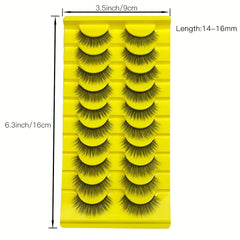 10 Pairs Natural Wispy False Eyelashes 15-20mm Faux Mink Fluffy Strip Lashes