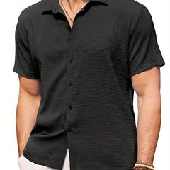 Men's Solid Short Sleeve Shirt for Summer