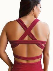 Ribbed Backless Tank Top Slim Padded Lingerie