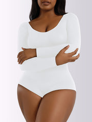 Women's Boat Neck Bodysuit Long Sleeve Thong Jumpsuit