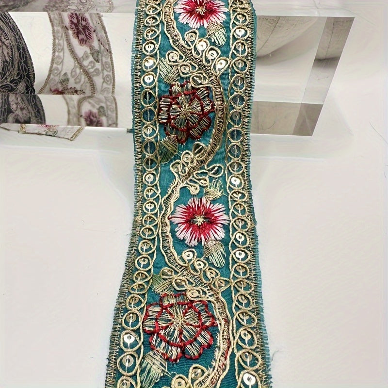 3m Embroidery Sequin Fabric Ribbon Home Decor Crafts 3.28" Width
