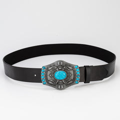 Royal Artificial Diamond Large Buckle Men's Belt