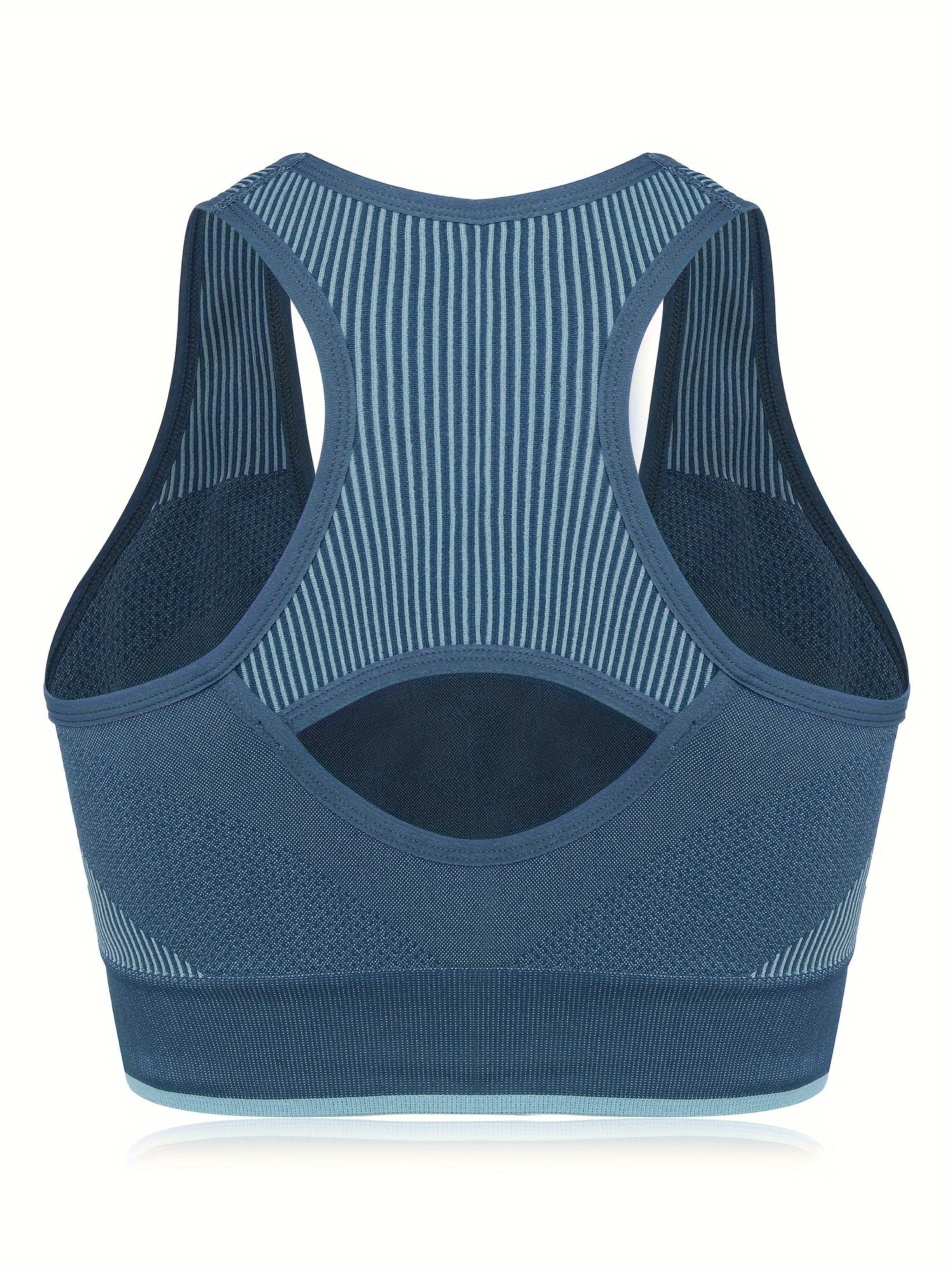 Sports Bra Women's Plus Striped Racer Back Workout Bra