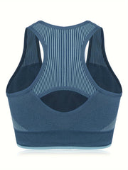 Sports Bra Women's Plus Striped Racer Back Workout Bra