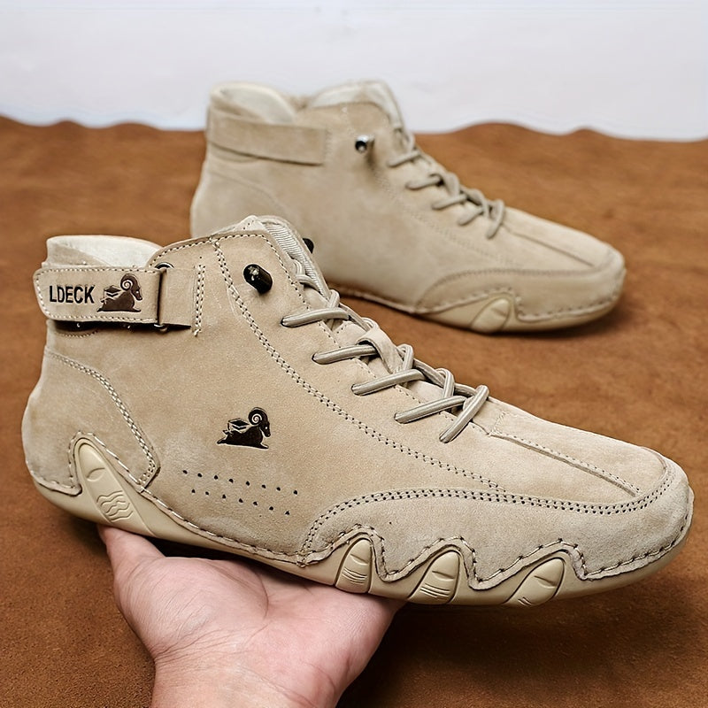 Women's Retro Ankle Boots Lace Up Mid Top Sneakers Waterproof Flat Boots