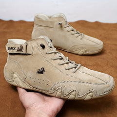 Women's Retro Ankle Boots Lace Up Mid Top Sneakers Waterproof Flat Boots