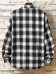 Men's Plaid Button Up Long Sleeve Shirt Loose Comfy Shirt