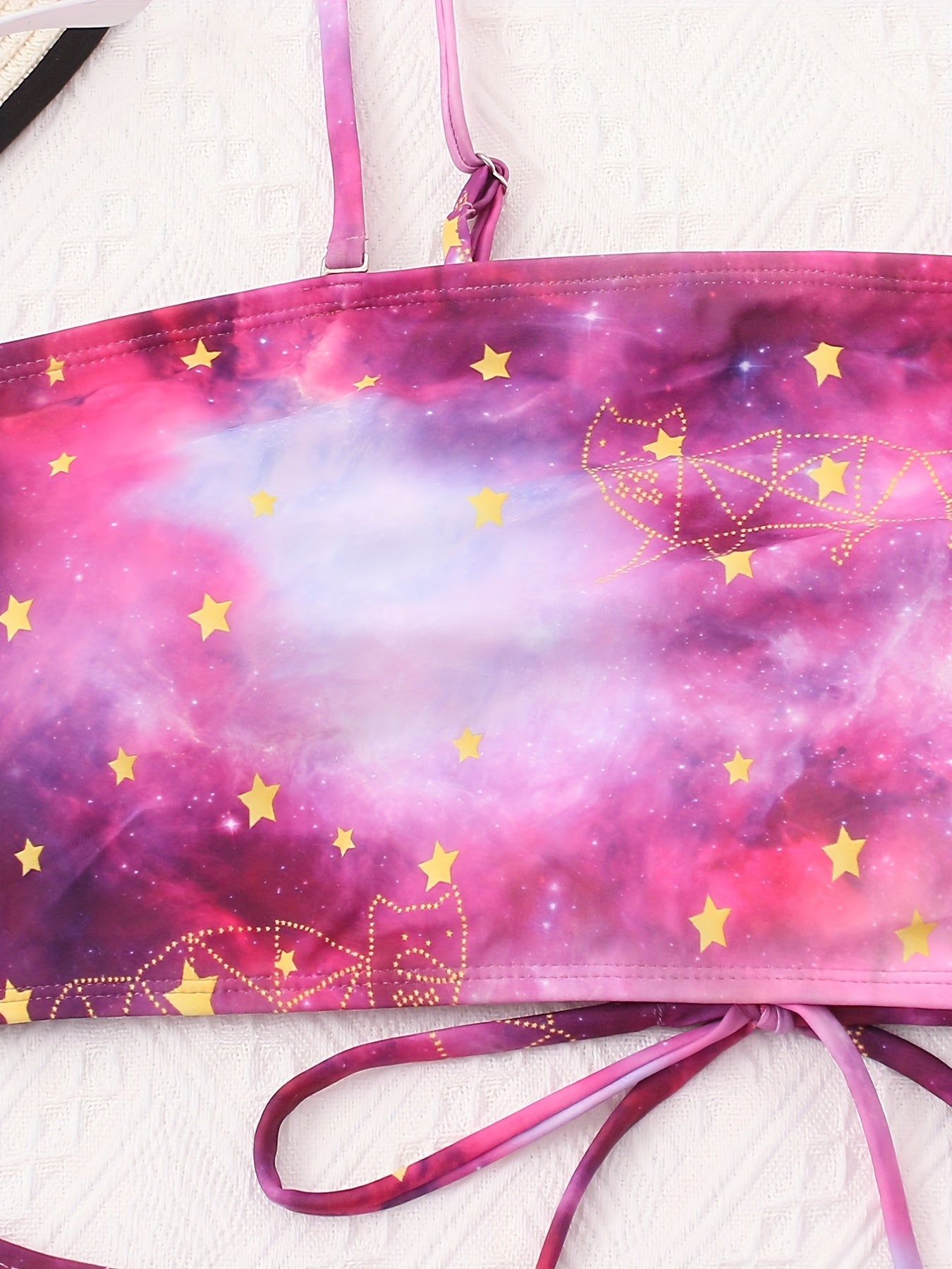 Galaxy Print Criss Cross Back Bikini Set Women's Plus Sexy