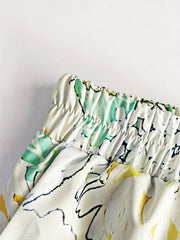Floral Print Elastic Waist Shorts Casual Summer Wide Leg Shorts