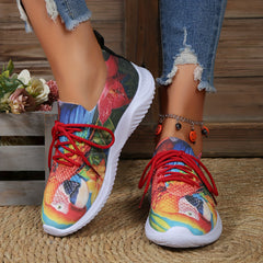Women's Carp Print Walking Shoes Lightweight Low Top Sport Flat Shoes