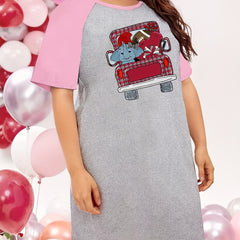 Elephant & Car Print Raglan Sleeve Nightdress
