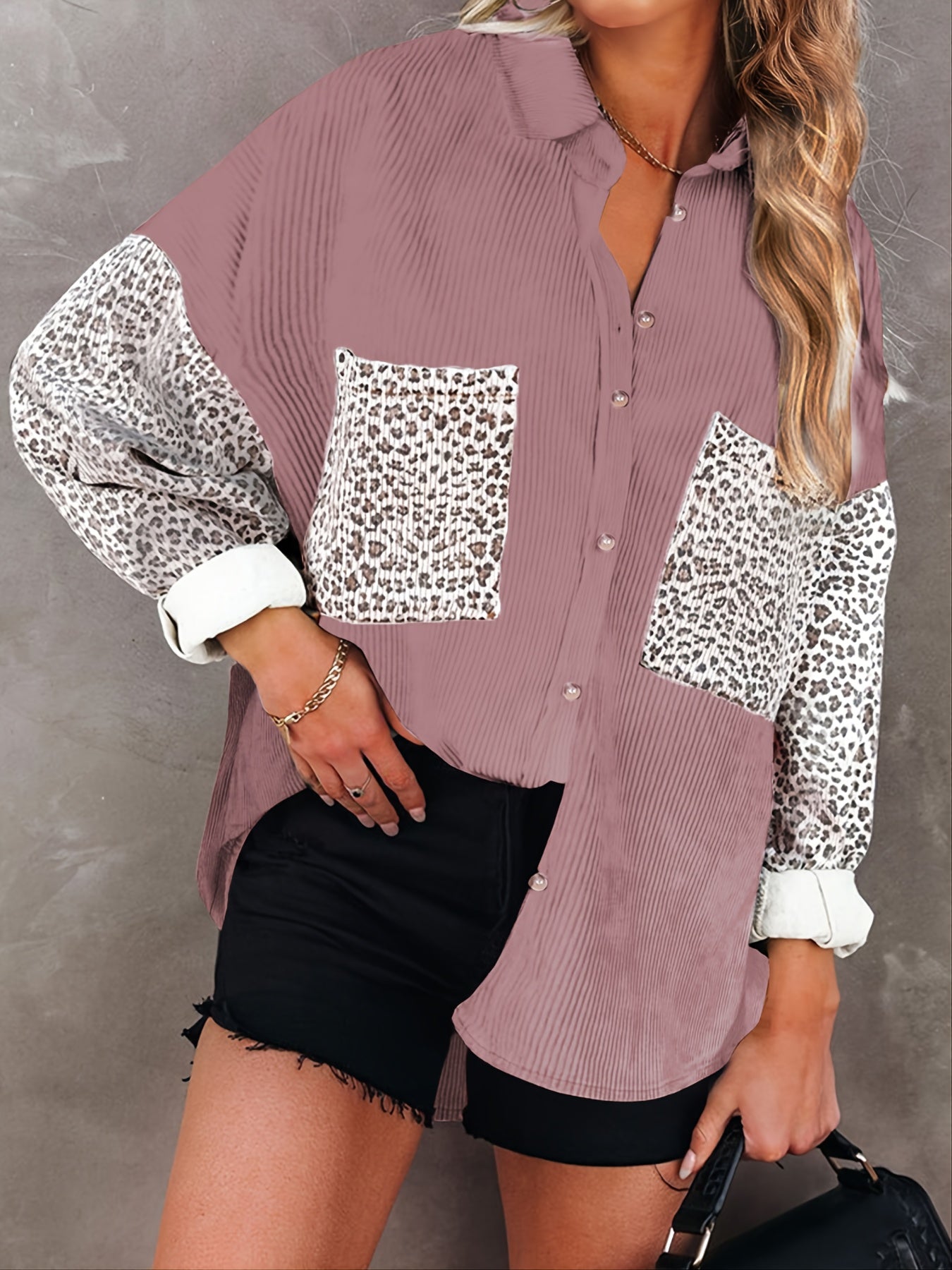 Leopard Print Jacket Long Sleeve Casual Outerwear