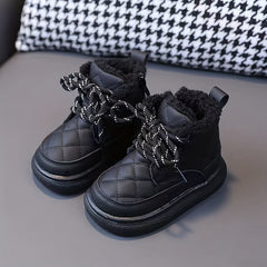 JIAGEYA Girls' Casual Fleece Boots Lightweight Warm Wear-resistant