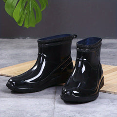 Men's Waterproof Mid Top Rain Boots for Outdoor Walking Fishing